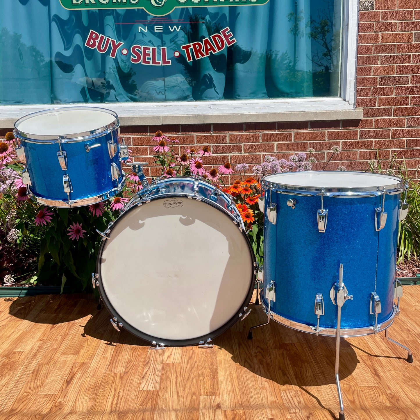 1960s Ludwig Super Classic Drum Set Blue Sparkle 22/13/16