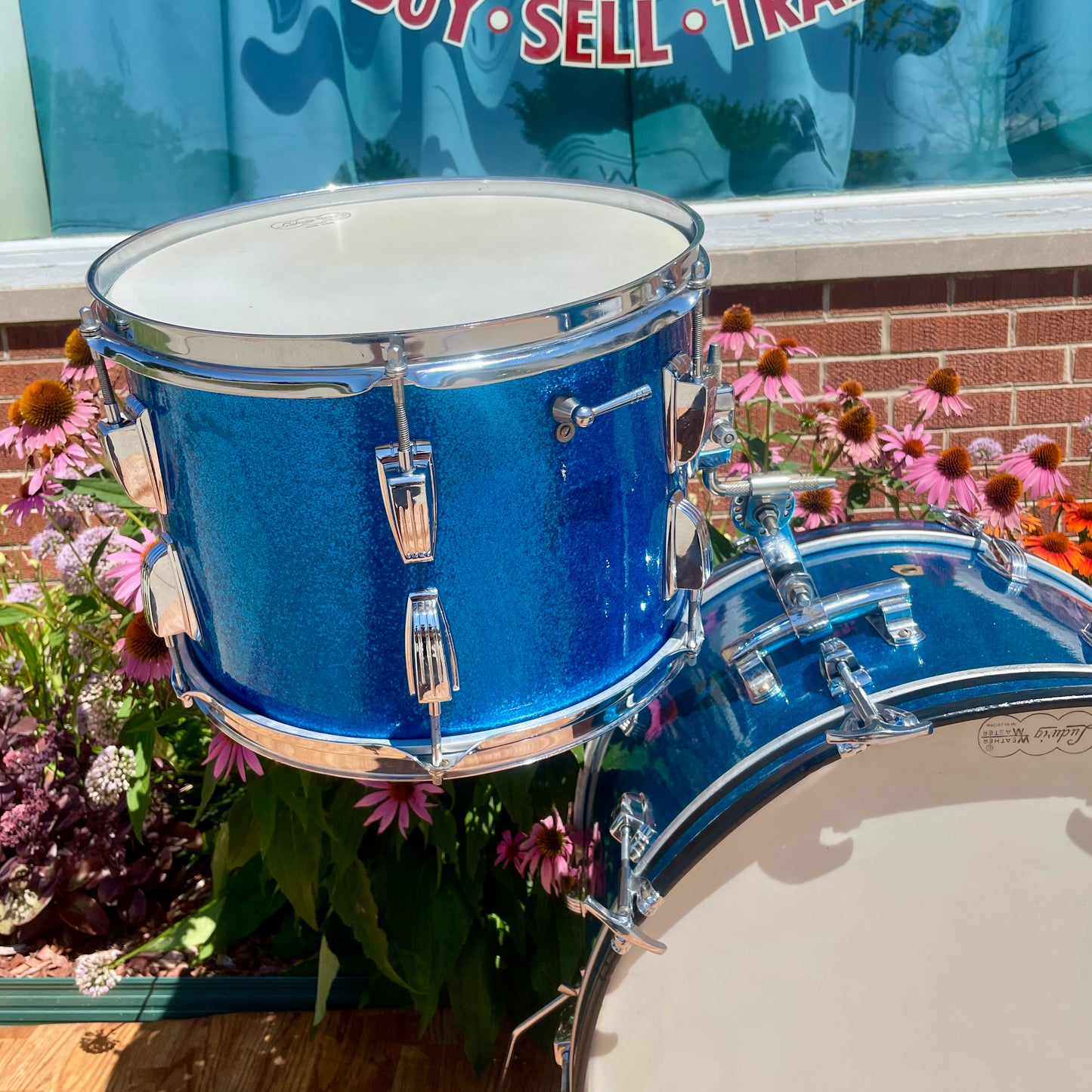 1960s Ludwig Super Classic Drum Set Blue Sparkle 22/13/16