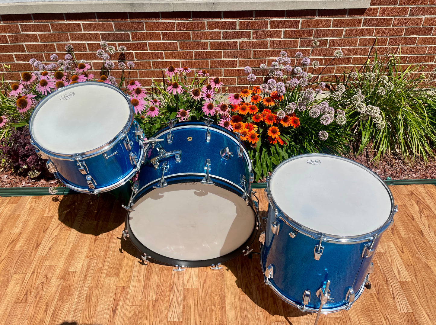 1960s Ludwig Super Classic Drum Set Blue Sparkle 22/13/16