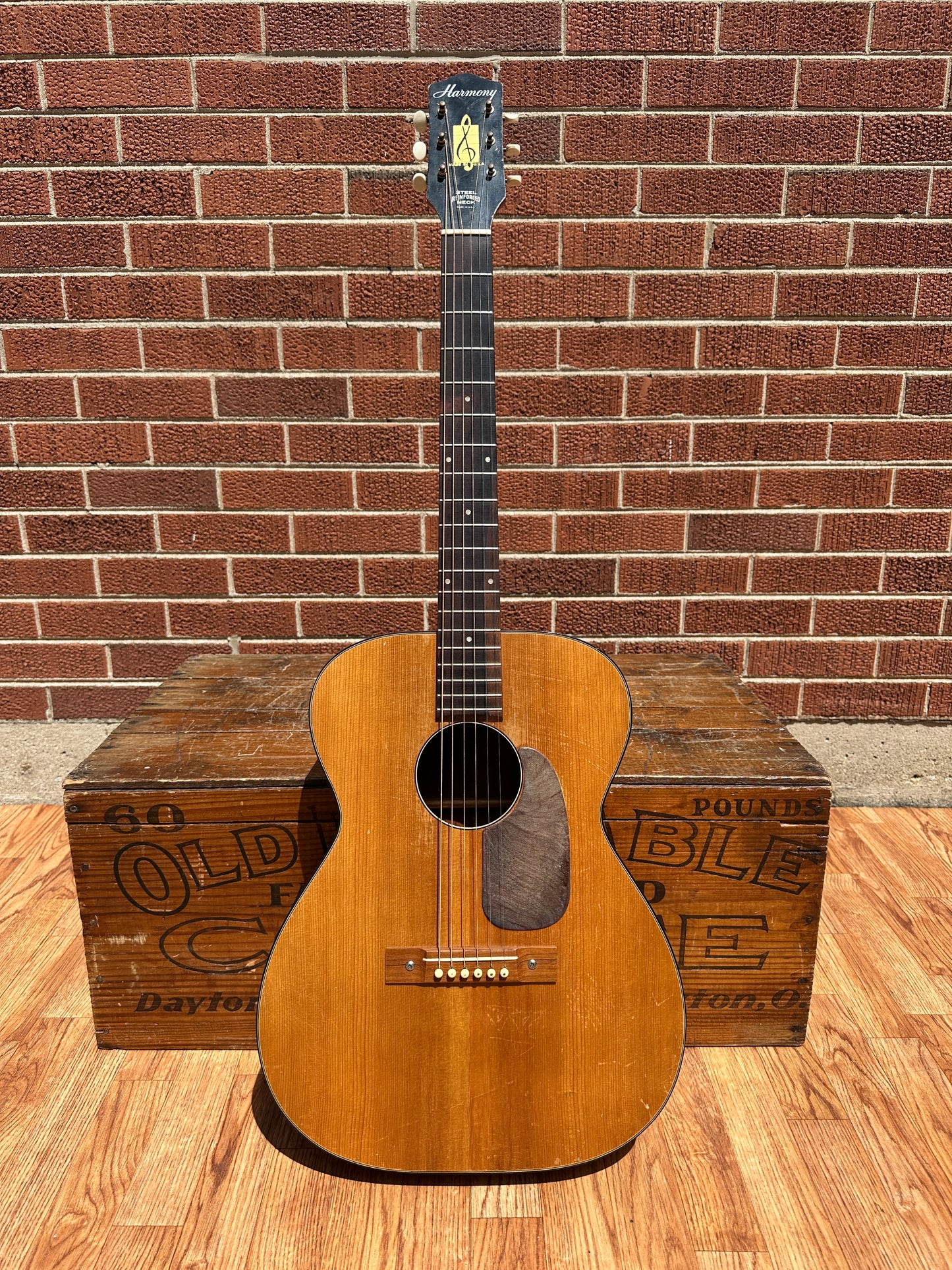 1960s Harmony H162 Tortoise Double Bound Acoustic Guitar Natural