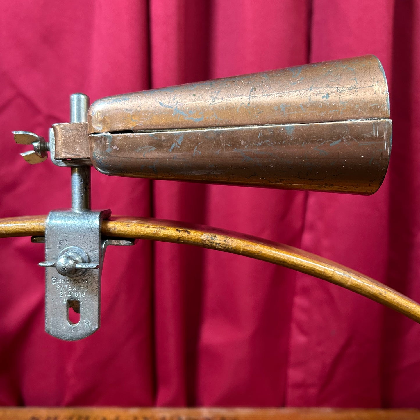 Vintage Slingerland 5" Copper Cow Bell w/ Bass Drum Mount