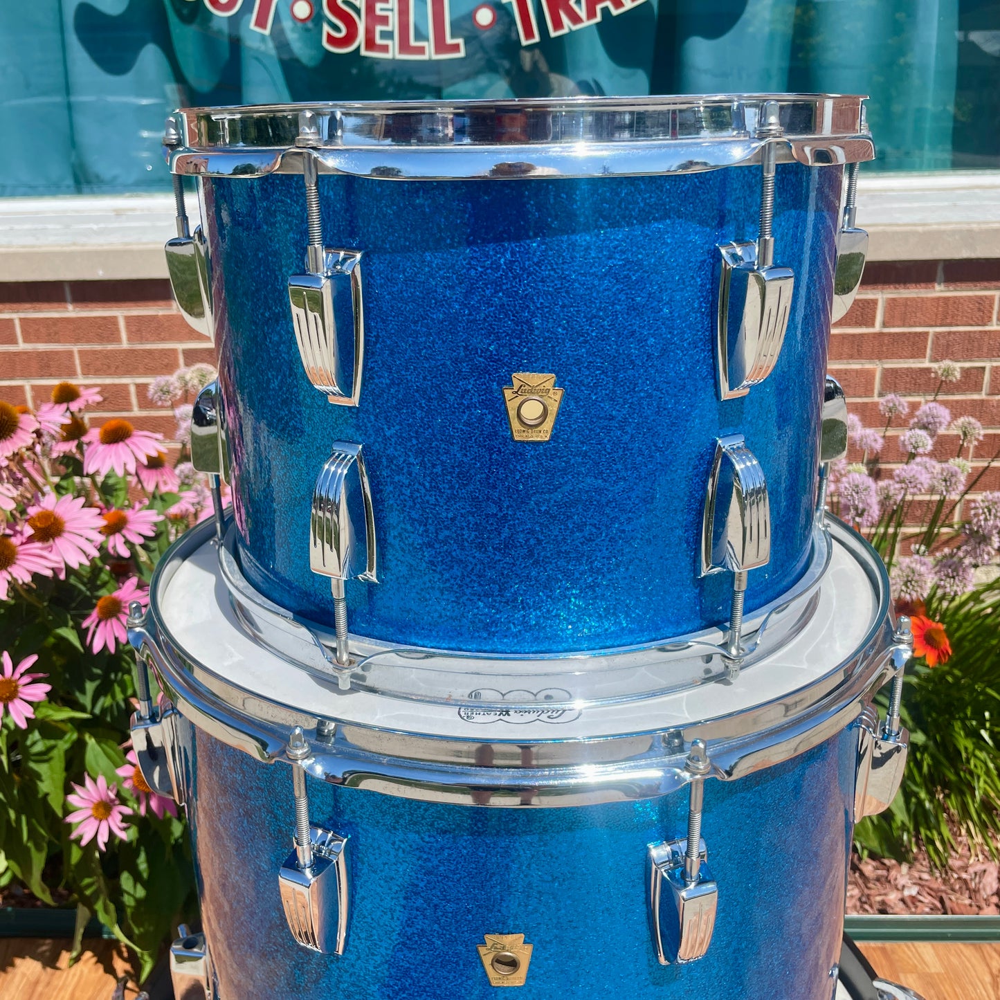 1960s Ludwig Super Classic Drum Set Blue Sparkle 22/13/16