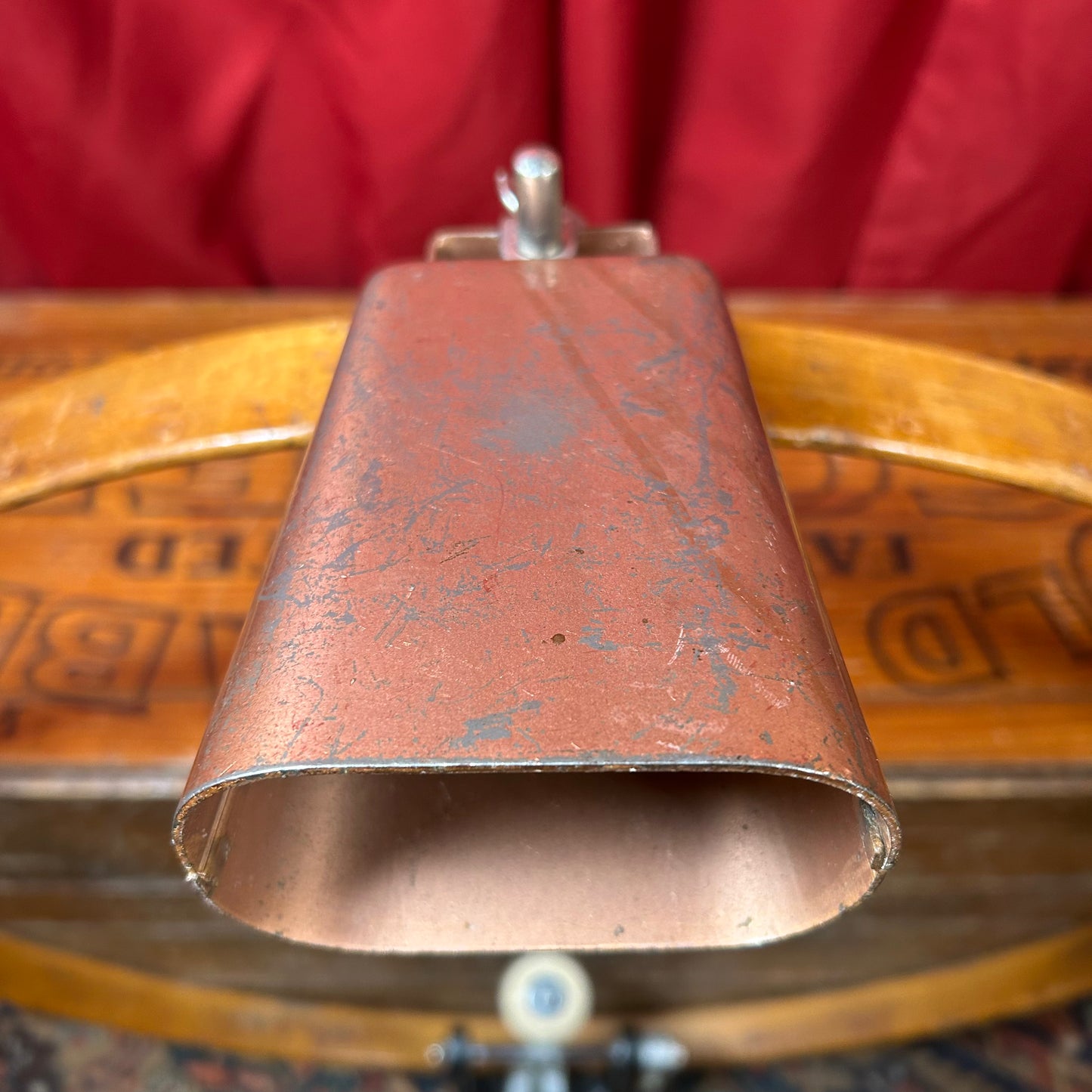 Vintage Slingerland 5" Copper Cow Bell w/ Bass Drum Mount