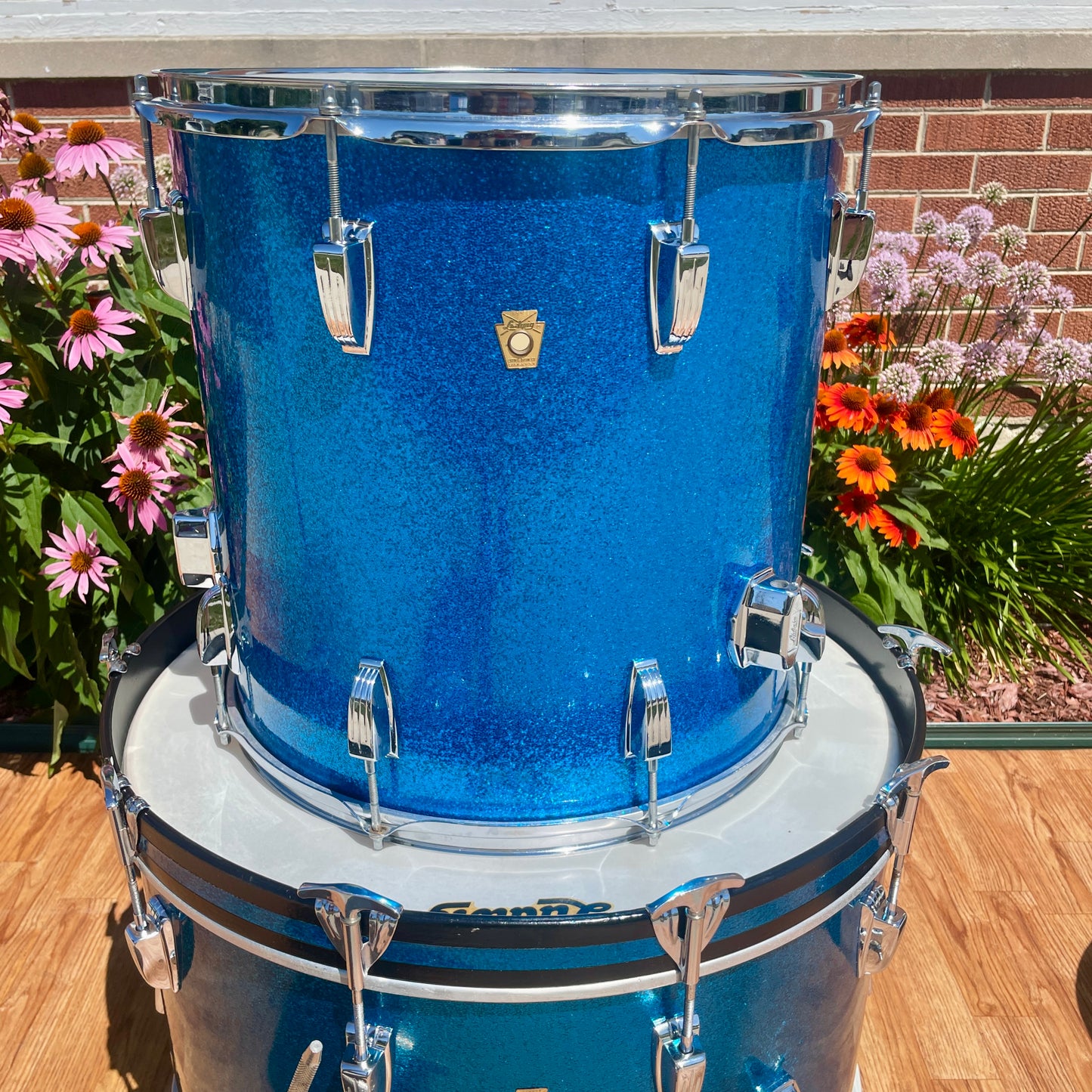 1960s Ludwig Super Classic Drum Set Blue Sparkle 22/13/16