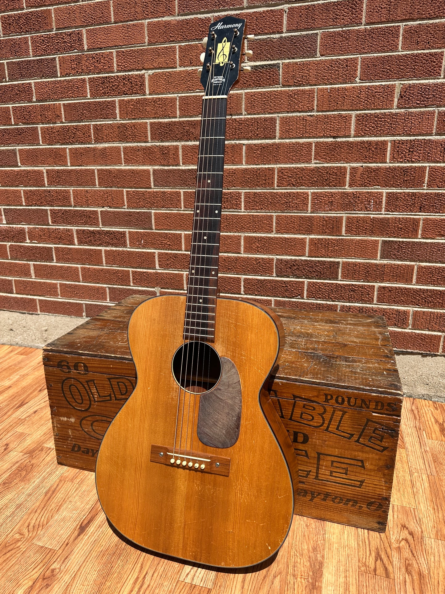 1960s Harmony H162 Tortoise Double Bound Acoustic Guitar Natural