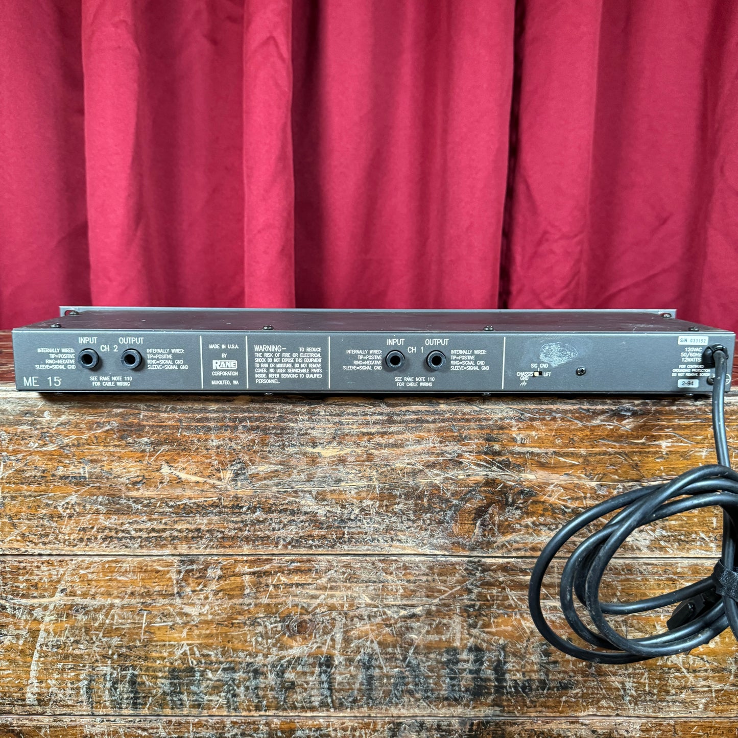 Rane ME 15 Dual Channel 15-Band Graphic Equalizer