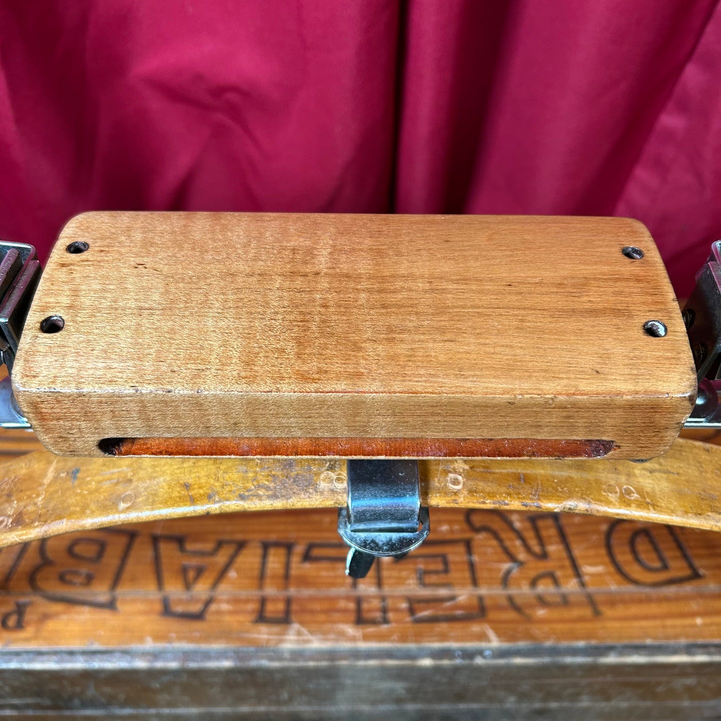 Vintage Cowbell and Wood Block Set Combination Holder
