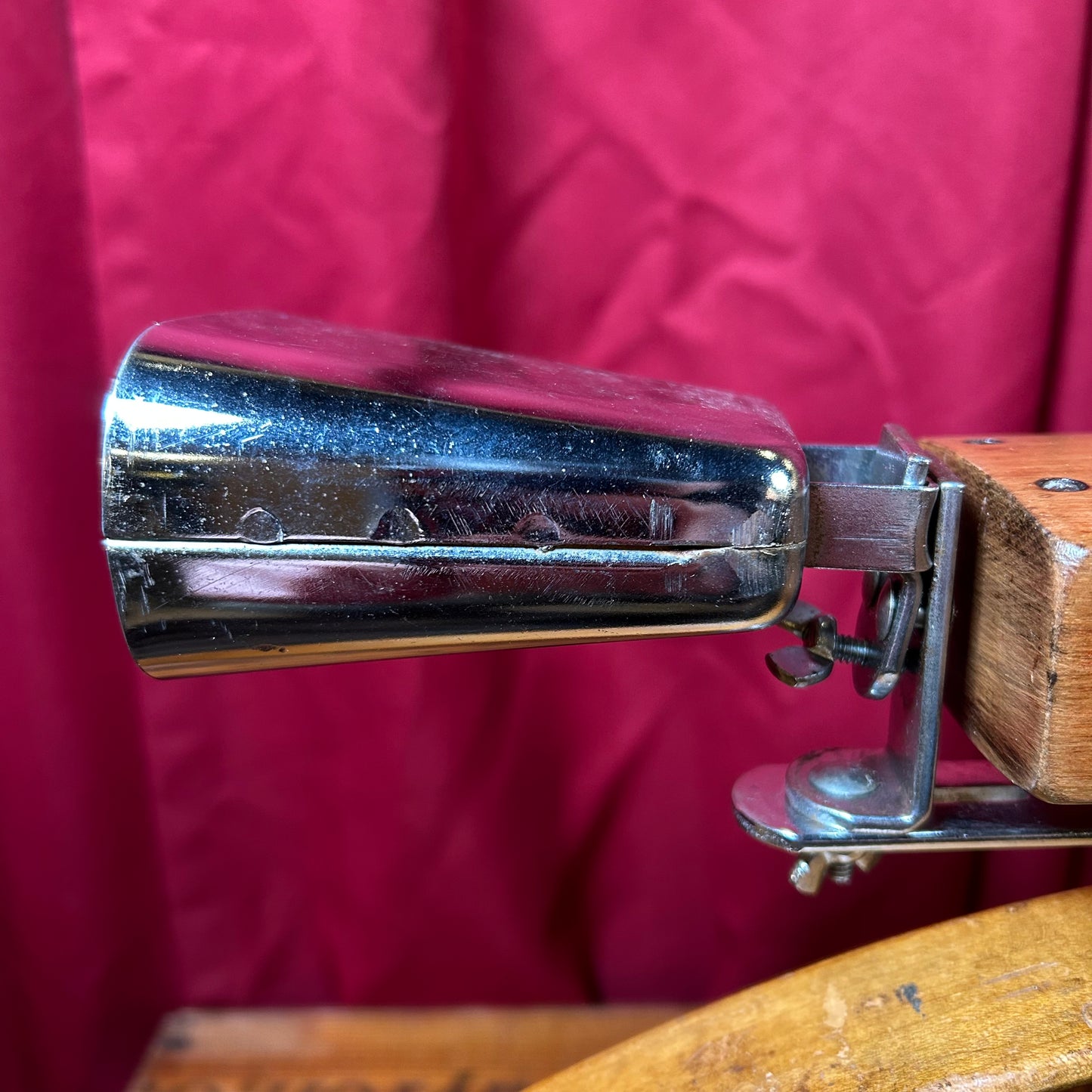 Vintage Cowbell and Wood Block Set Combination Holder