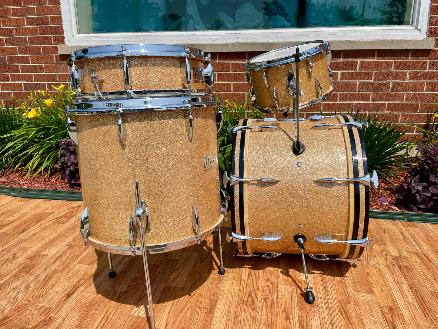 1960s Sonor Teardrop Drum Set Champagne Sparkle 20/13/16 w/ 4.5x14 Snare