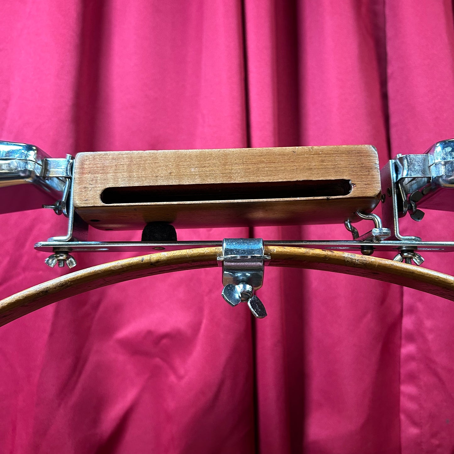 Vintage Cowbell and Wood Block Set Combination Holder