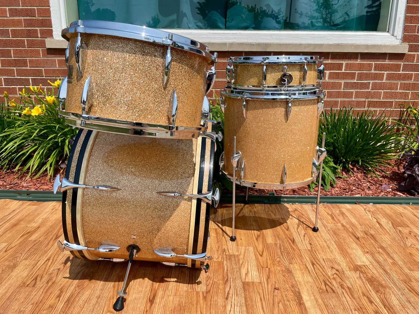1960s Sonor Teardrop Drum Set Champagne Sparkle 20/13/16 w/ 4.5x14 Snare