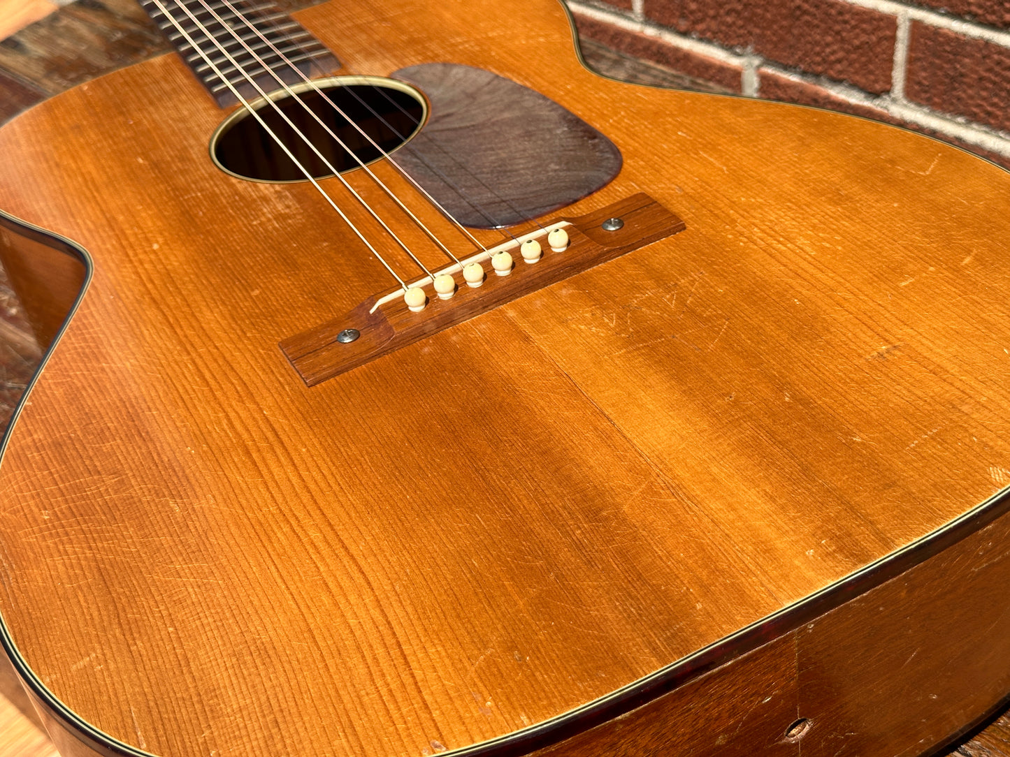 1960s Harmony H162 Tortoise Double Bound Acoustic Guitar Natural