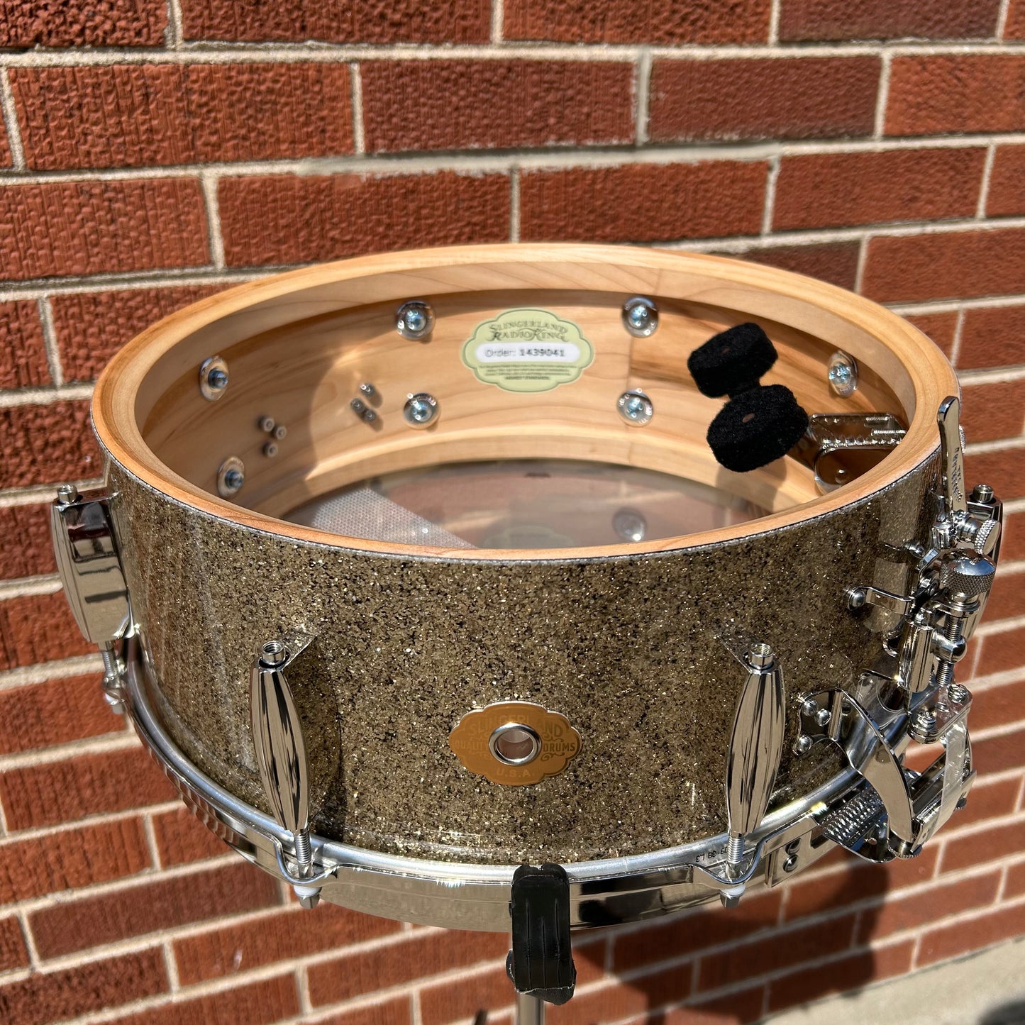 Slingerland Radio King 5.5x14 Solid Maple Snare Drum Gold Glass