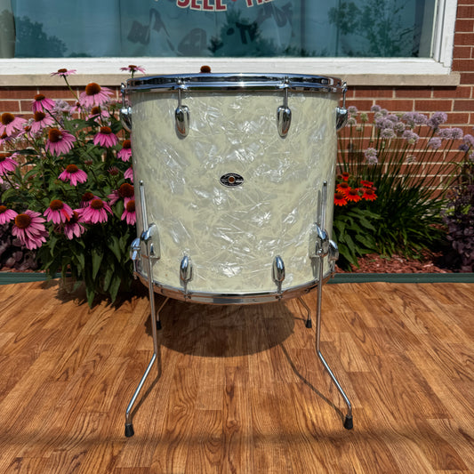1970s Slingerland 16x18 Floor Tom Single Drum White Marine Pearl