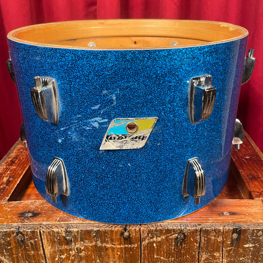 1970s Ludwig 8x12 Tom Drum Shell Single Blue Sparkle