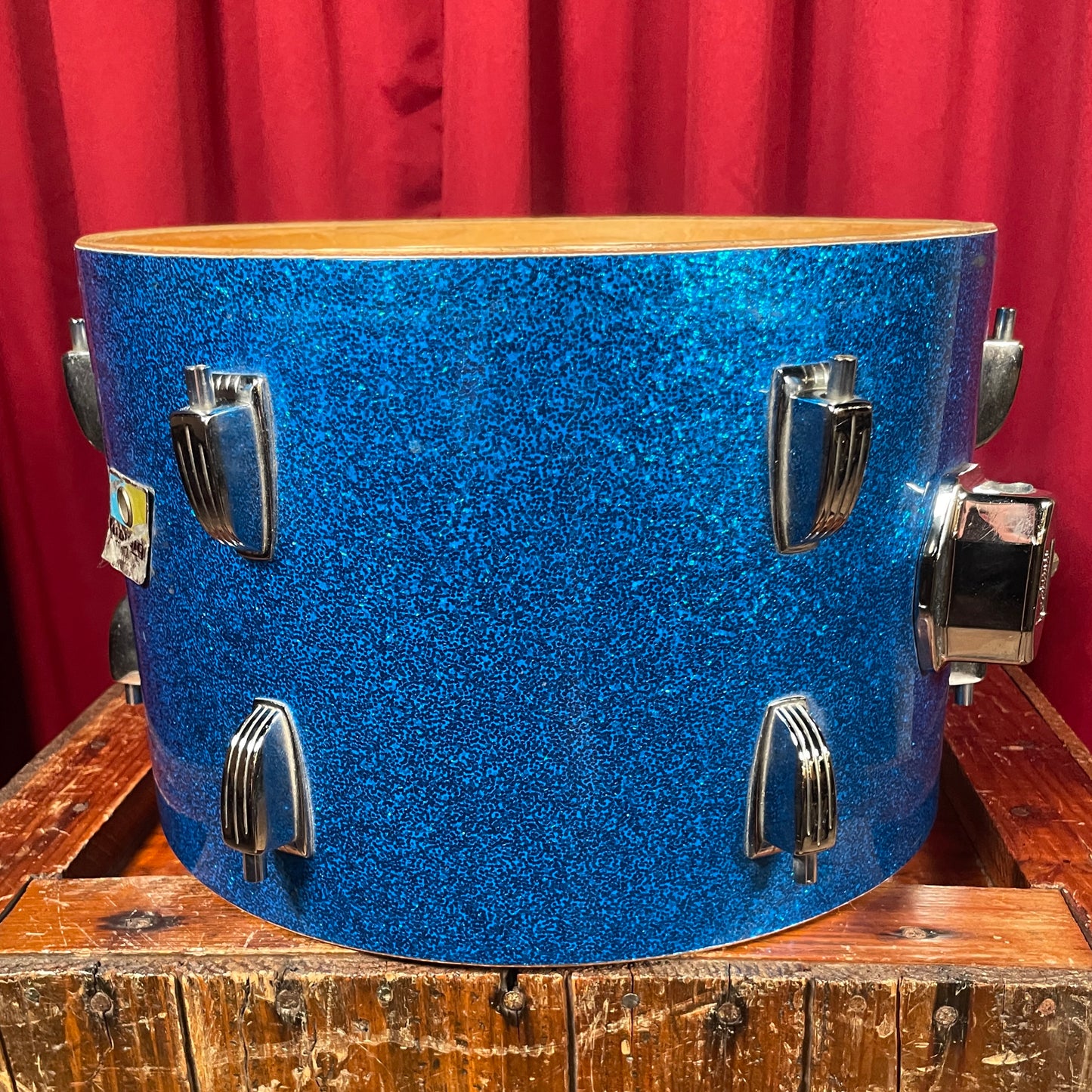 1970s Ludwig 8x12 Tom Drum Shell Single Blue Sparkle