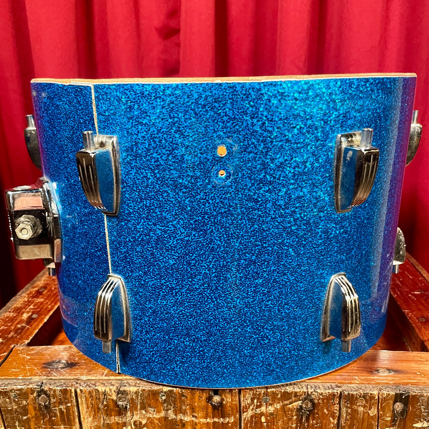 1970s Ludwig 8x12 Tom Drum Shell Single Blue Sparkle