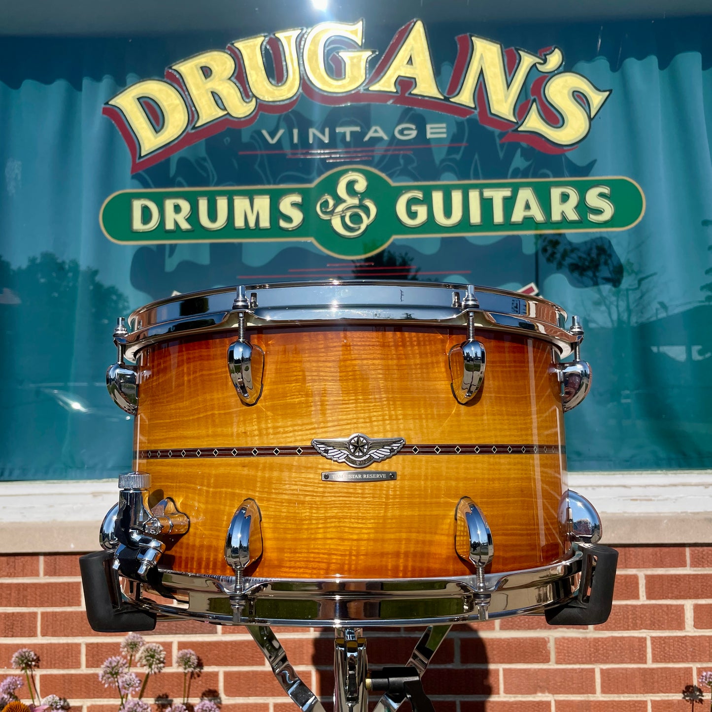 Tama Star Reserve 8x15 Maple/Bubinga Snare Drum Caramel Olive Ash Burst TMBS158S-OCOB