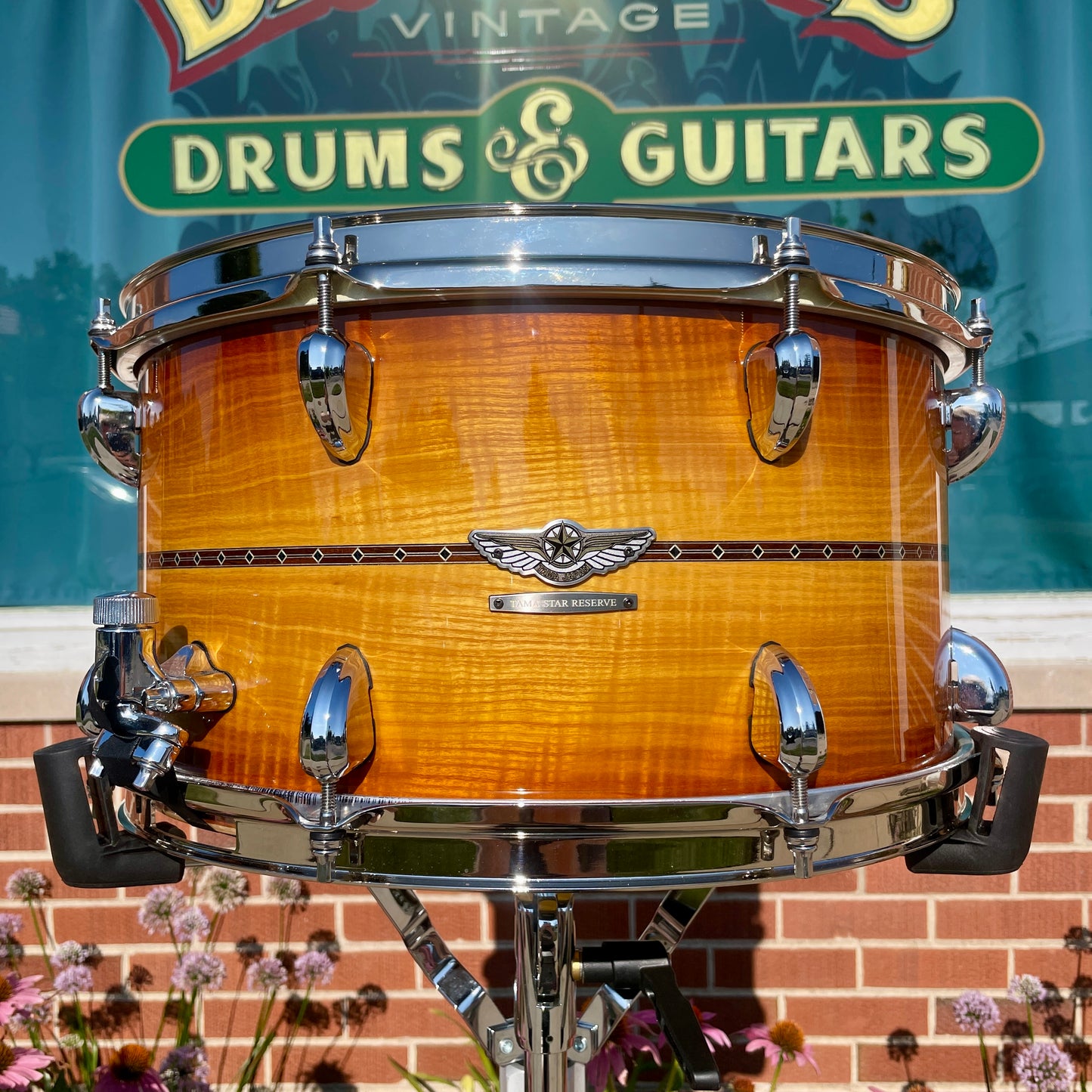 Tama Star Reserve 8x15 Maple/Bubinga Snare Drum Caramel Olive Ash Burst TMBS158S-OCOB