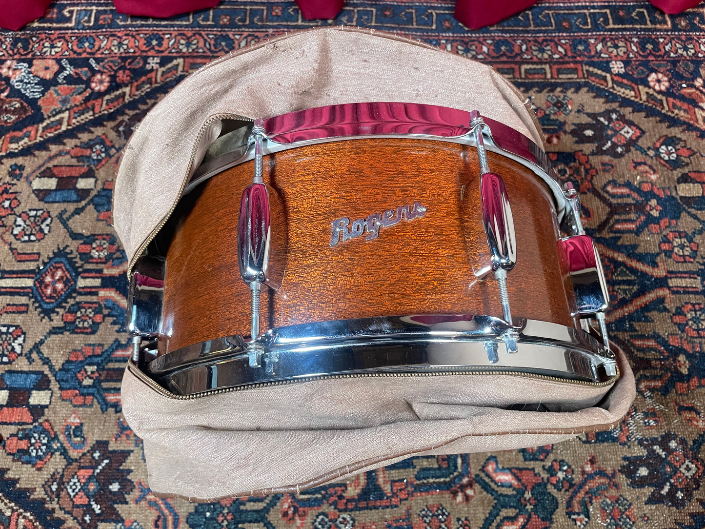 1960s Rogers 6.5x14 Monitor Snare Drum No. 532 Mahogany Cleveland