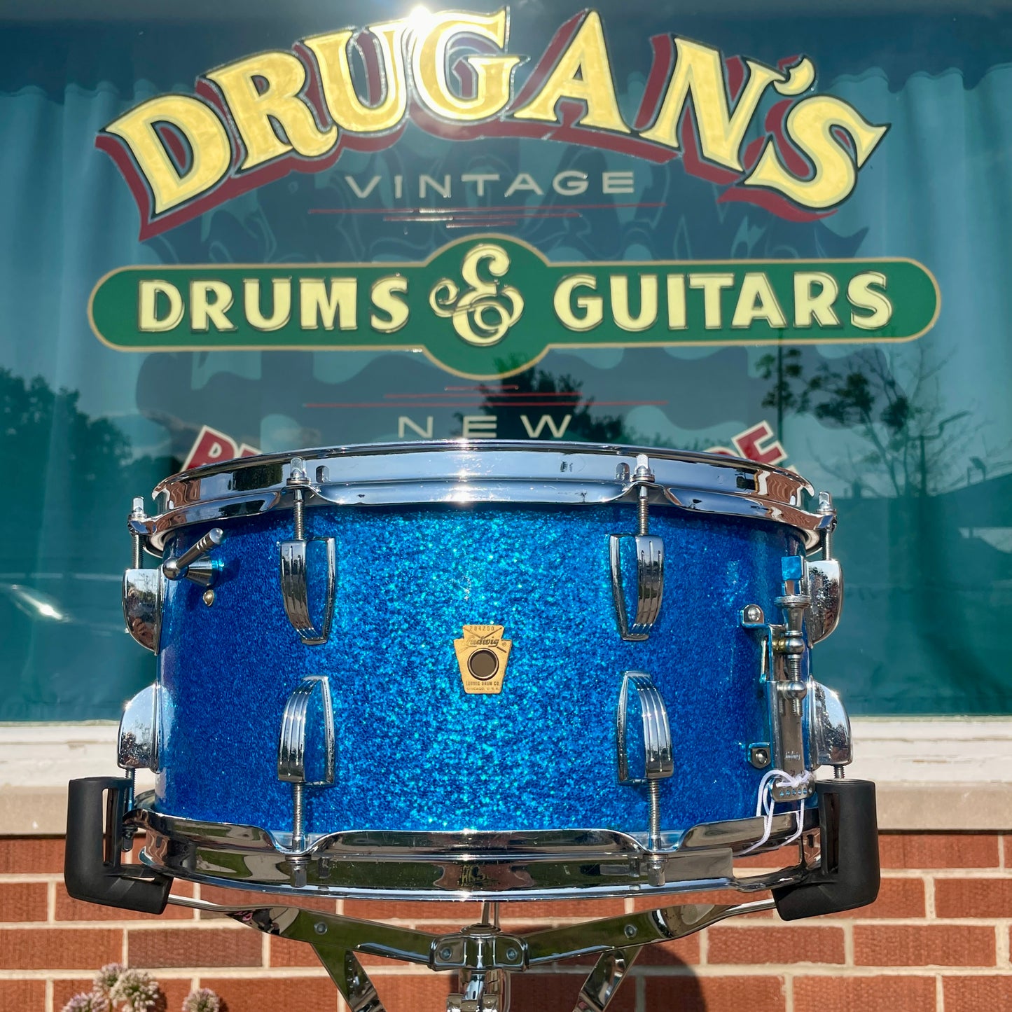 1960s Ludwig School Festival 6.5x14 Snare Drum Blue Sparkle COB