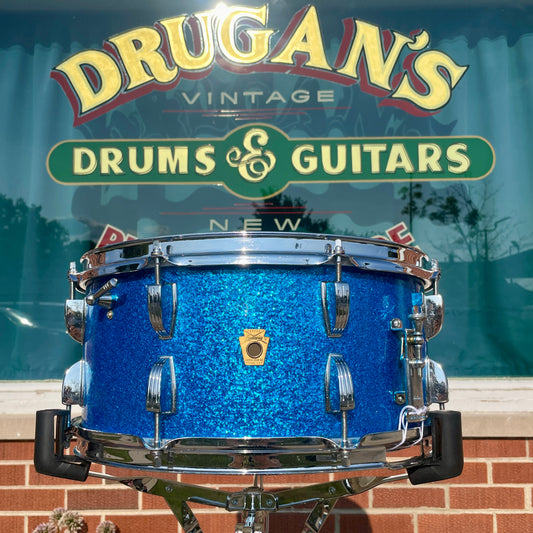 1960s Ludwig School Festival 6.5x14 Snare Drum Blue Sparkle COB