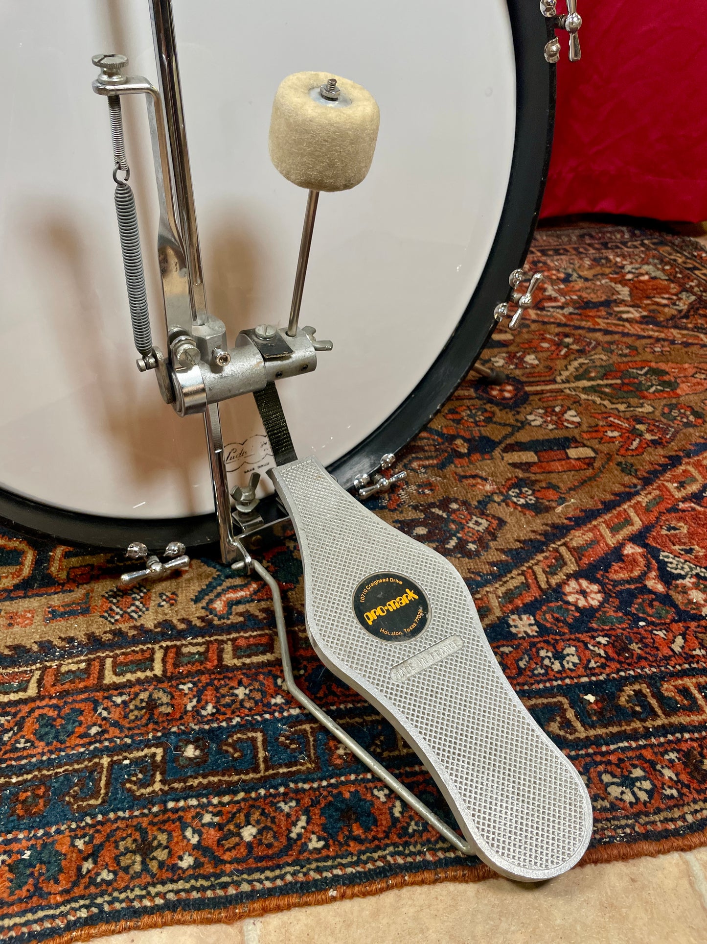 1970s Pro-Mark Orange Bass Drum Pedal Cappelle #1