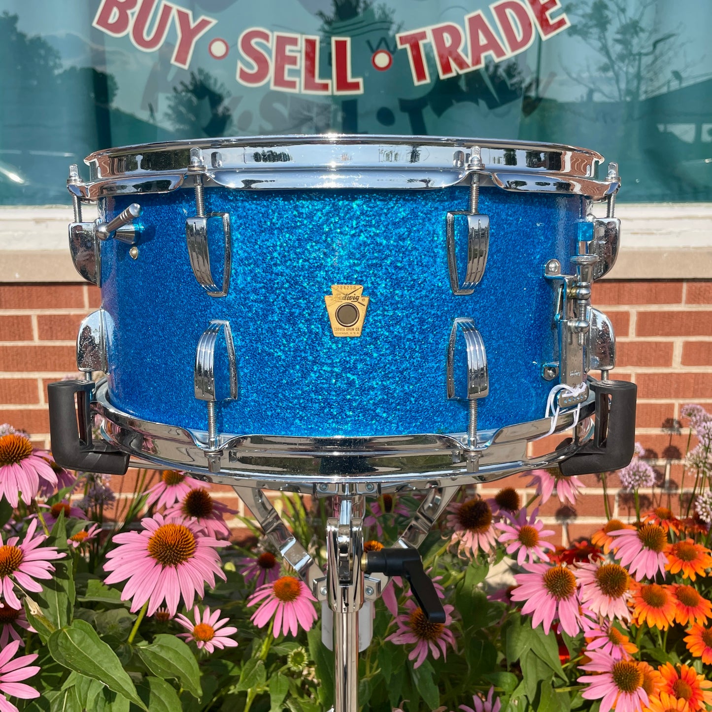 1960s Ludwig School Festival 6.5x14 Snare Drum Blue Sparkle COB