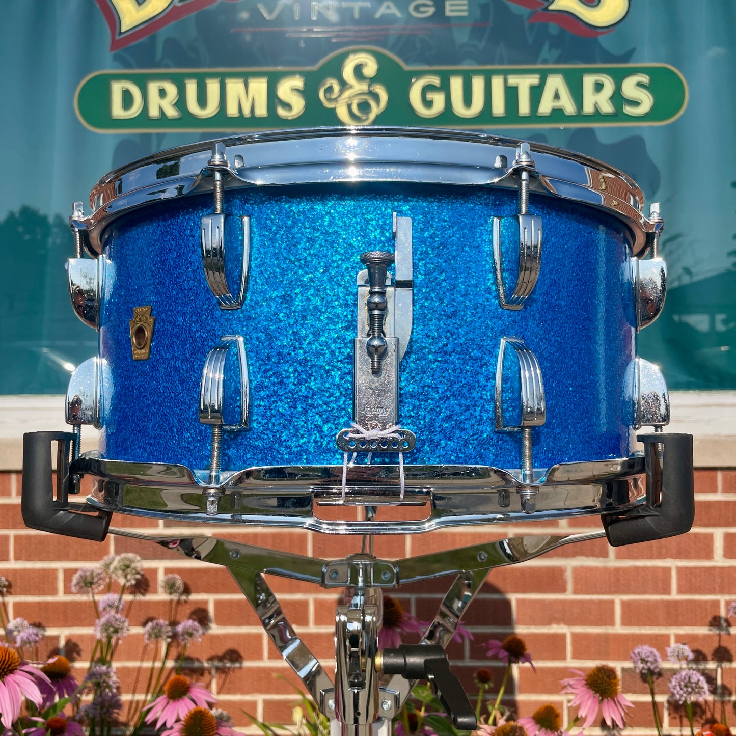 1960s Ludwig School Festival 6.5x14 Snare Drum Blue Sparkle COB