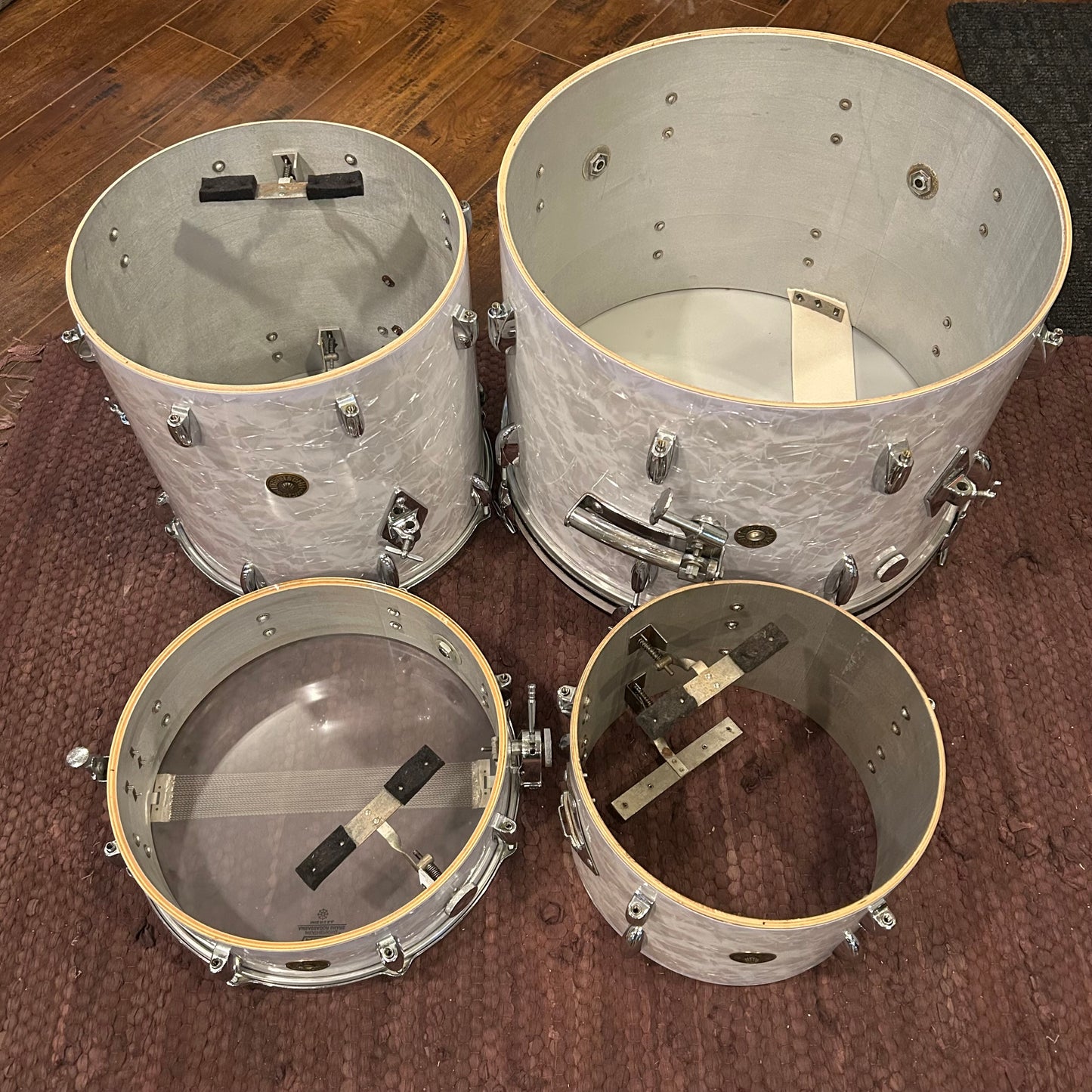 1960s Gretsch Progressive Jazz Drum Set White Marine Pearl 20/12/14 w/ 4x14 Snare
