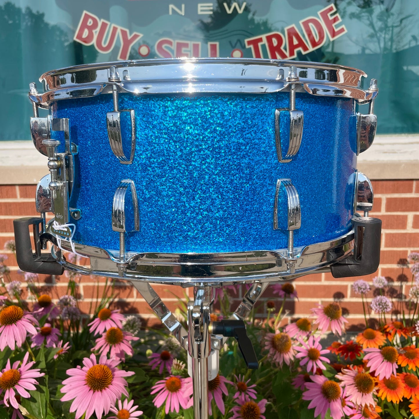 1960s Ludwig School Festival 6.5x14 Snare Drum Blue Sparkle COB