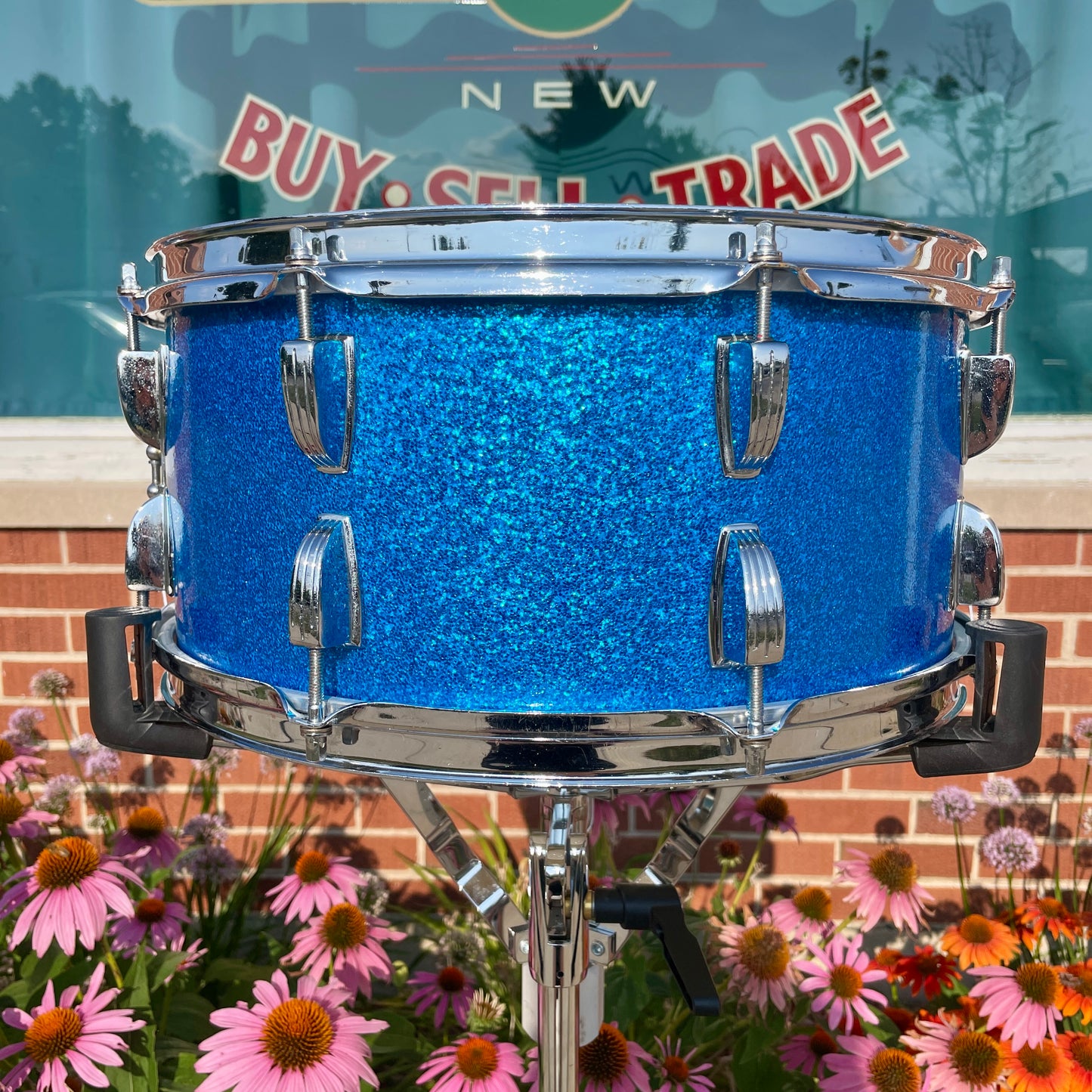 1960s Ludwig School Festival 6.5x14 Snare Drum Blue Sparkle COB
