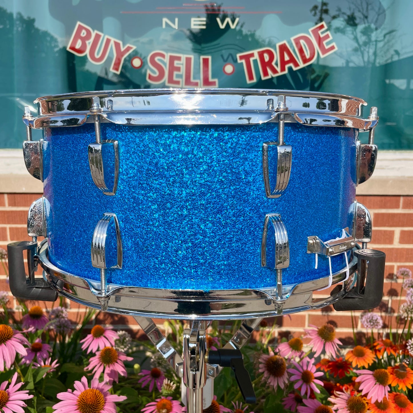 1960s Ludwig School Festival 6.5x14 Snare Drum Blue Sparkle COB