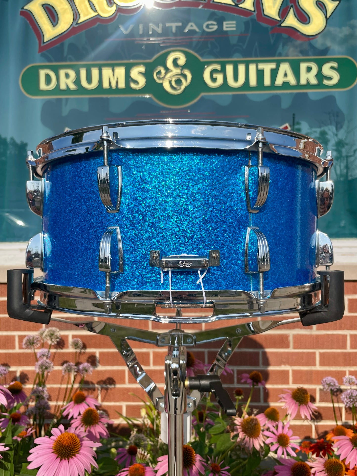 1960s Ludwig School Festival 6.5x14 Snare Drum Blue Sparkle COB