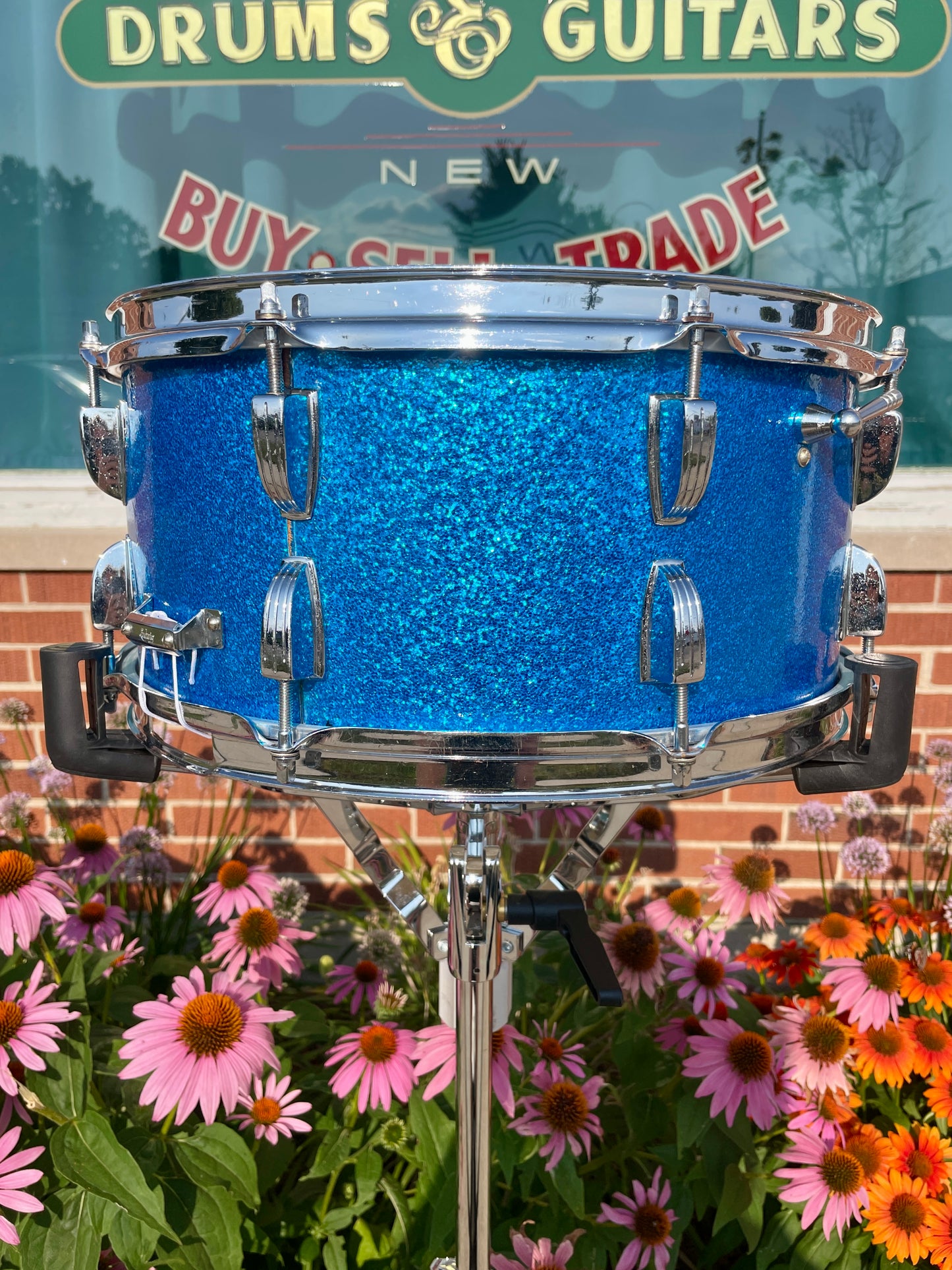1960s Ludwig School Festival 6.5x14 Snare Drum Blue Sparkle COB