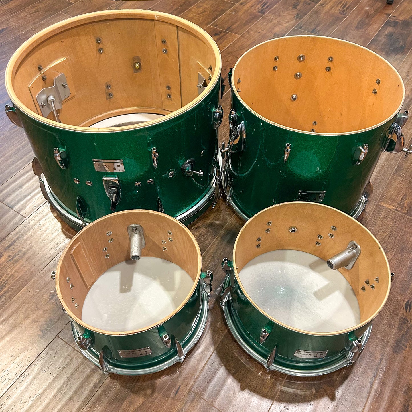 1960s Sonor Teardrop Drum Set Green Sparkle Rewrap 20/12/13/16 w/ 5x14 Snare