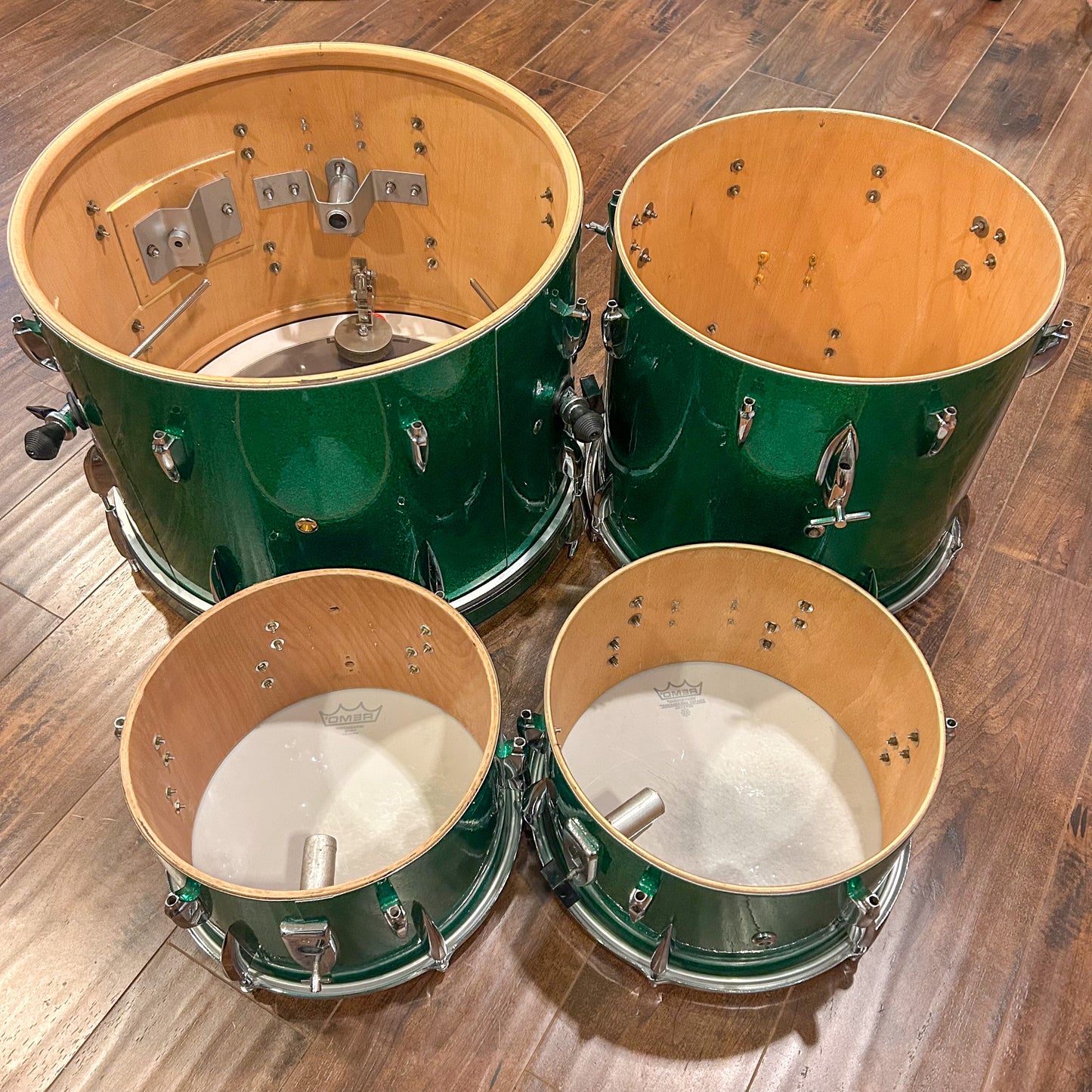 1960s Sonor Teardrop Drum Set Green Sparkle Rewrap 20/12/13/16 w/ 5x14 Snare