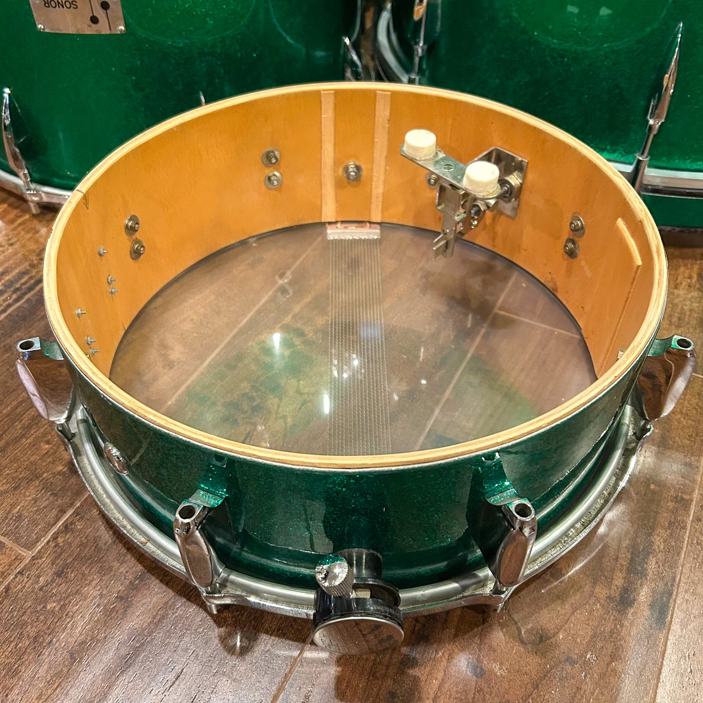 1960s Sonor Teardrop Drum Set Green Sparkle Rewrap 20/12/13/16 w/ 5x14 Snare