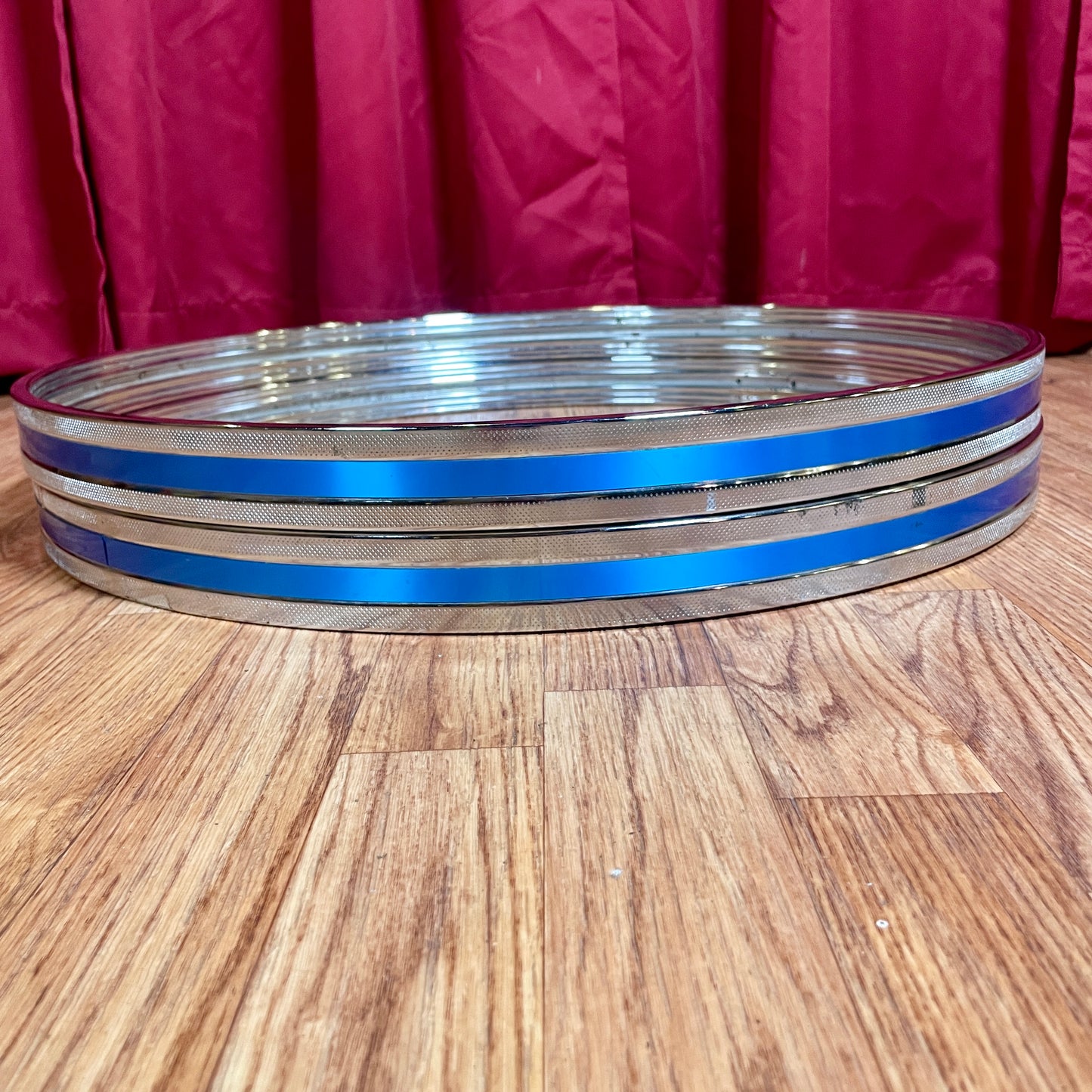 1970s Tama Imperialstar 22" Metal Bass Drum Hoop Pair Metallic Blue