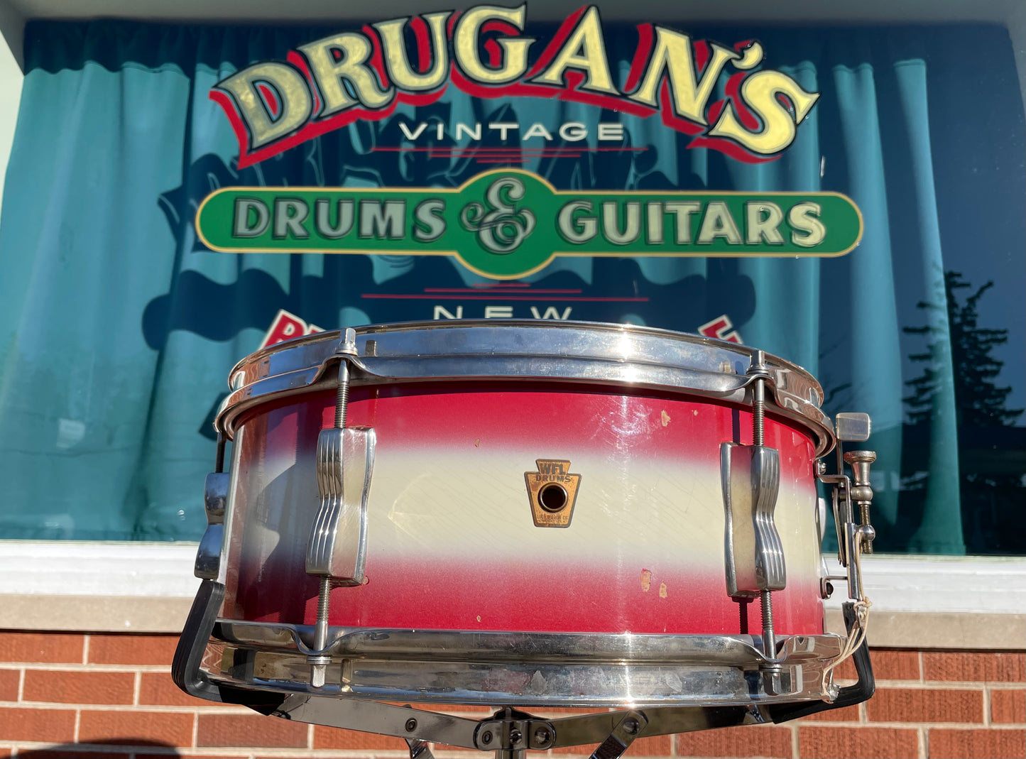 1958 WFL 5.5x14 No. 491 Supreme Concert Snare Drum Red / White Duco Pioneer