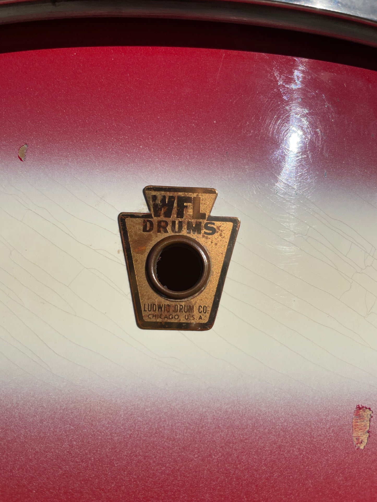 1958 WFL 5.5x14 No. 491 Supreme Concert Snare Drum Red / White Duco Pioneer