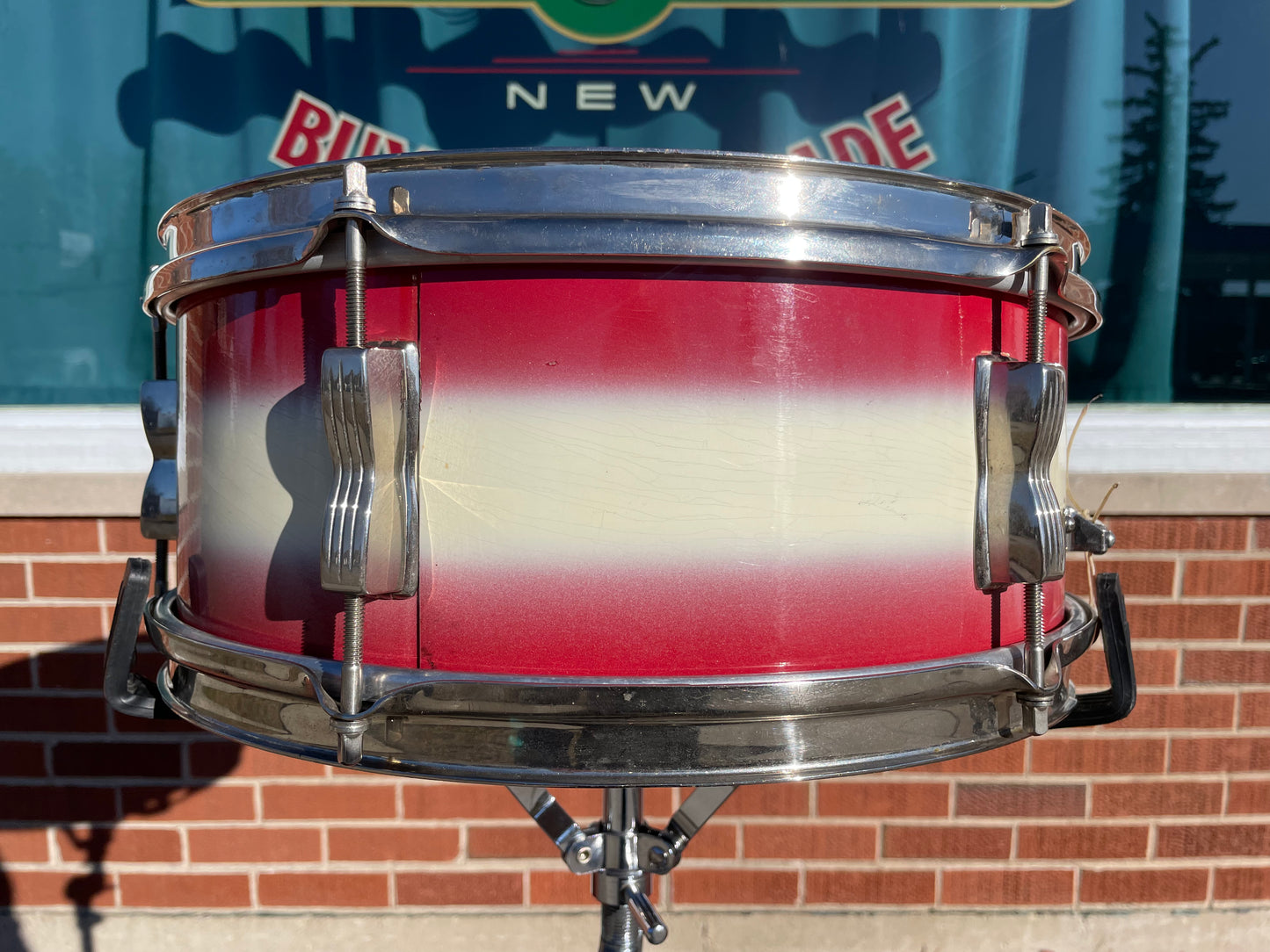 1958 WFL 5.5x14 No. 491 Supreme Concert Snare Drum Red / White Duco Pioneer