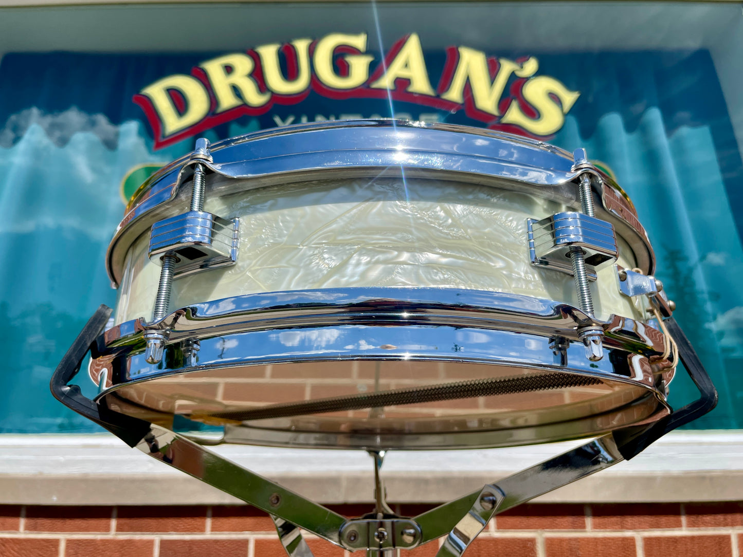1959 Ludwig 3x13 Be-Bop Jazz Combo Snare Drum White Marine Pearl Trans Badge