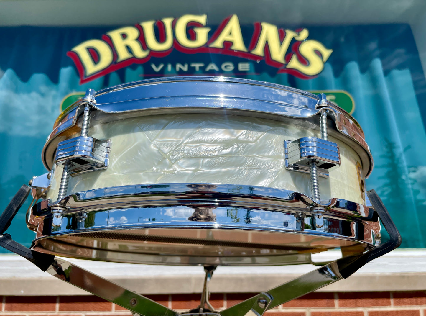 1959 Ludwig 3x13 Be-Bop Jazz Combo Snare Drum White Marine Pearl Trans Badge
