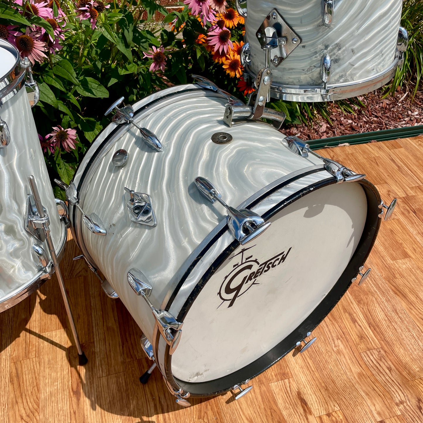 1960s Gretsch Progressive Jazz Drum Set Silver (White) Satin Flame 20/12/14