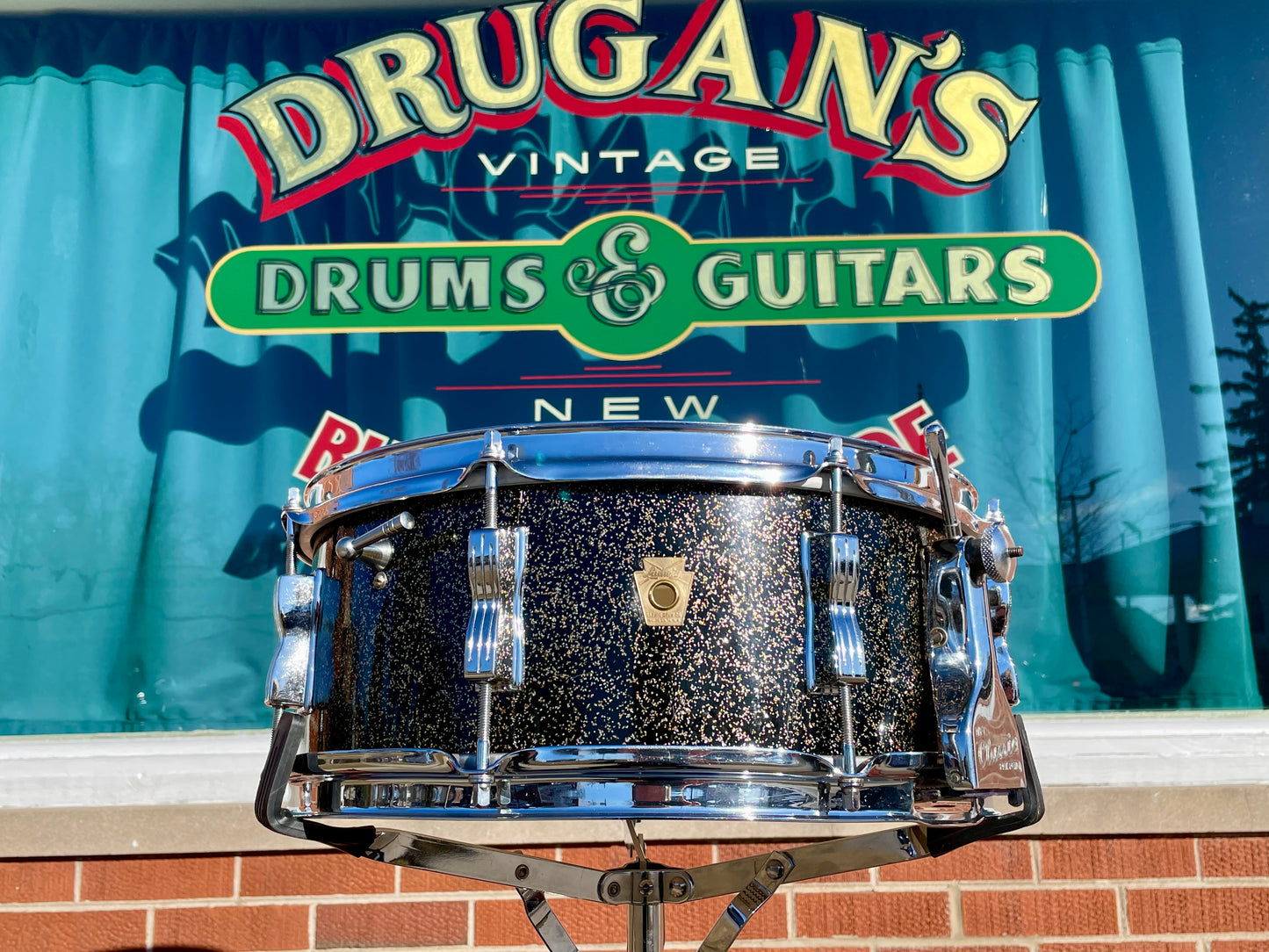 Early 1960s Ludwig 5.5x14 No. 900P Super Classic Snare Drum Black Galaxy Sparkle Pre-Serial COB