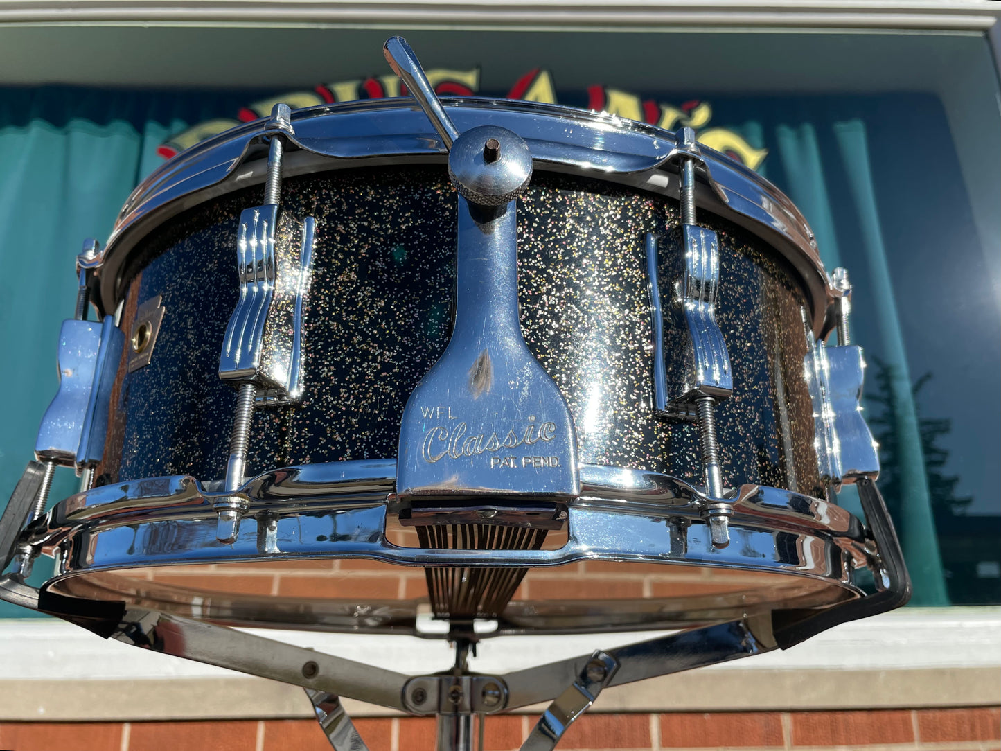Early 1960s Ludwig 5.5x14 No. 900P Super Classic Snare Drum Black Galaxy Sparkle Pre-Serial COB