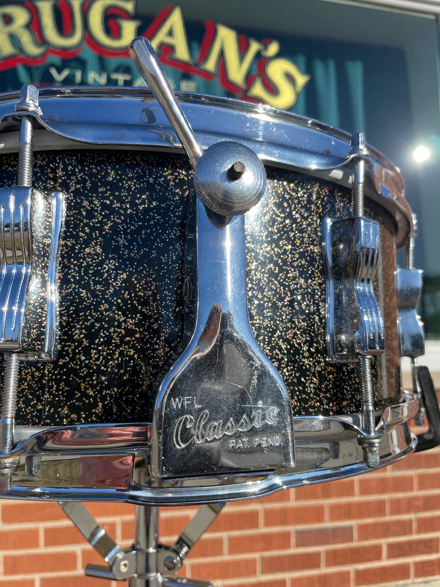 Early 1960s Ludwig 5.5x14 No. 900P Super Classic Snare Drum Black Galaxy Sparkle Pre-Serial COB