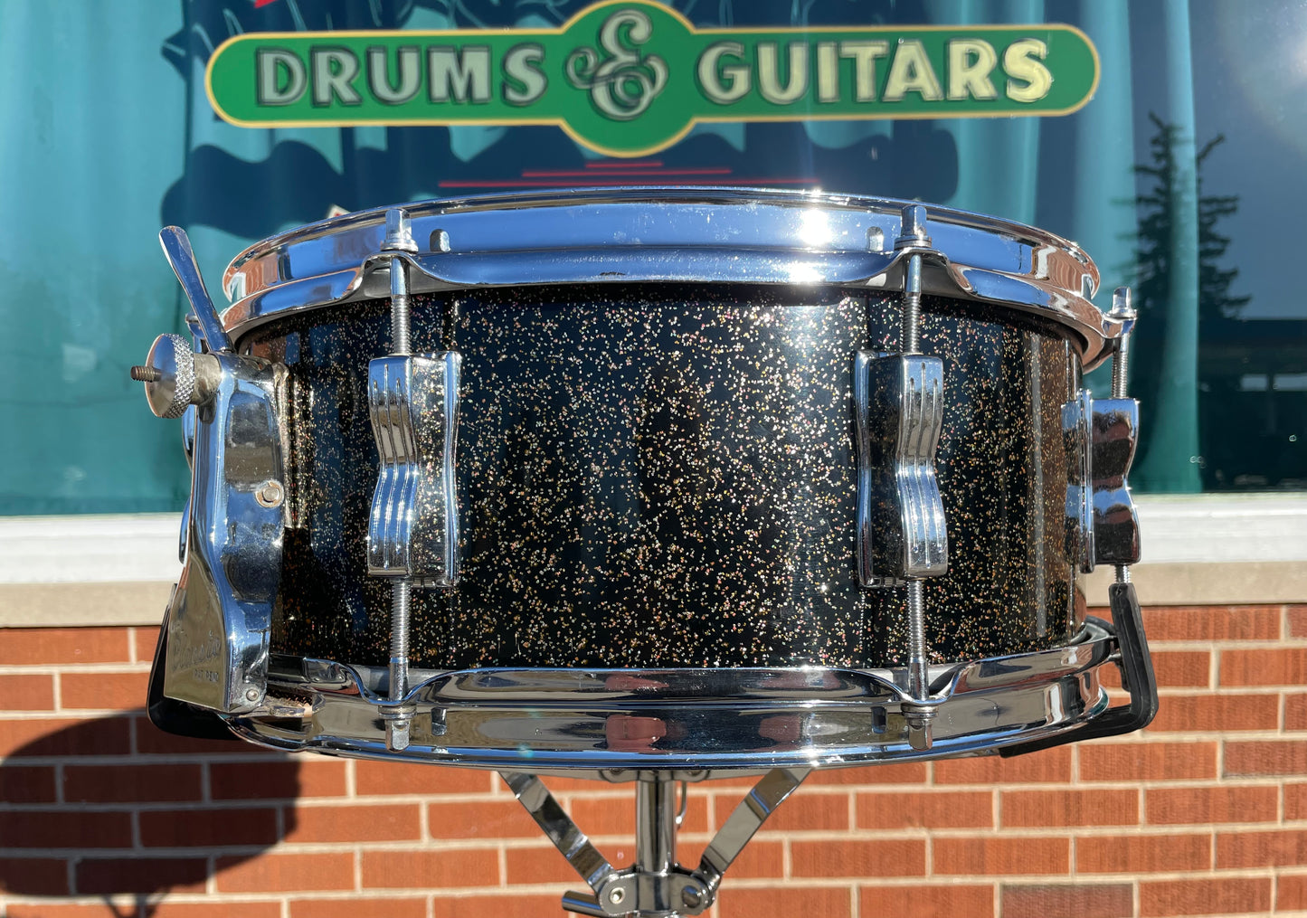 Early 1960s Ludwig 5.5x14 No. 900P Super Classic Snare Drum Black Galaxy Sparkle Pre-Serial COB