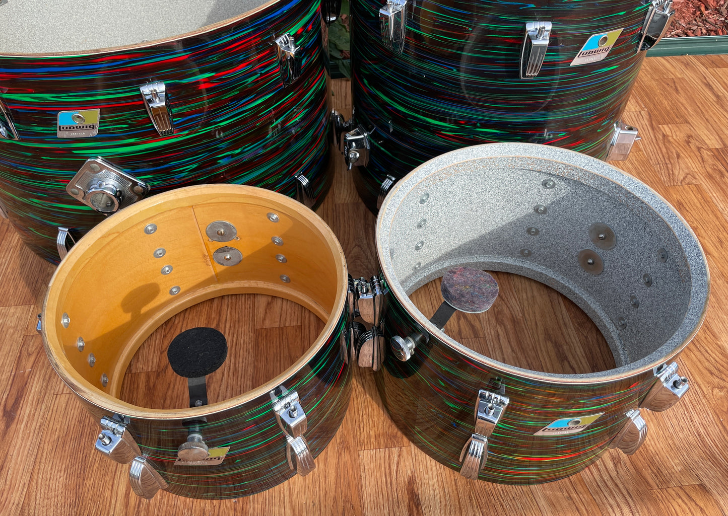 1970s Ludwig Big Beat Drum Set Psychedelic Red 22/12/13/16